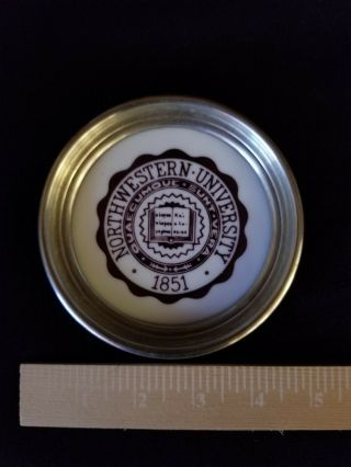Antique Sterling Silver Northwestern University Milk Glass Coaster
