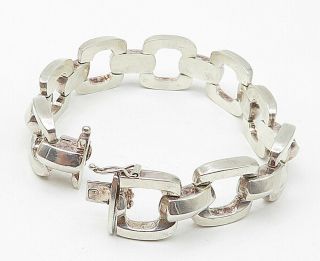 925 Sterling Silver - Vintage Smooth Open Square Link Chain Bracelet - B4583 4