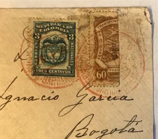 COLOMBIA 1928,  RARE SPLIT C45 60 c,  ON COVER,  SCADTA,  Unlisted.  HIGH VALUE 2