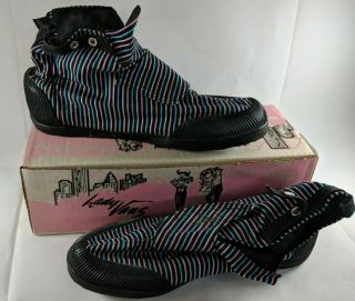 Rare Vintage Canvas Lady Vans Shoes Made In Usa Unique 60’s/80s Style In Og Box