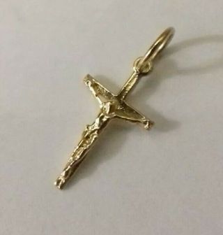 Vintage 9ct Gold Crucifix Cross Pendant/charm 0.  5g Small