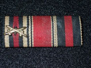 Wwii Wehrmacht Ribbon Bar - War Cross Of Honor W/ Swords,  Entry Austria / Sudld