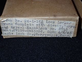 WWII US Foot Locker Trunk Replacement Hardware Set w/ keys & rivets 1943 - NOS 2