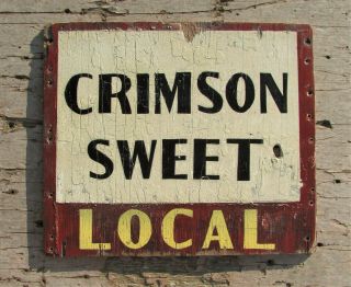Crimson Sweet Watermelon Local Grown Wooden Sign Vintage Farm Stand Antique Old