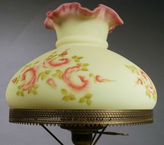 Vintage Fenton Burmese Hand Painted & Signed By Trudy Berdine Rose Lamp 3