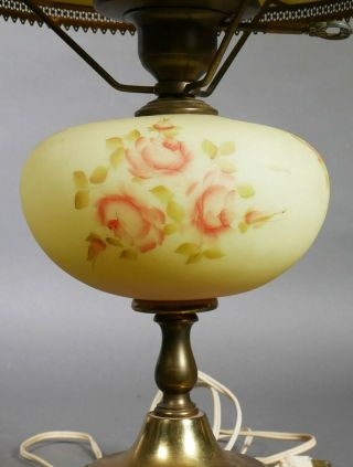 Vintage Fenton Burmese Hand Painted & Signed By Trudy Berdine Rose Lamp 4
