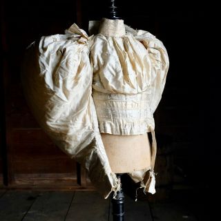 1890s Wedding Gown Leg O Mutton Sleeve Silk Antique Victorian Dress Bodice Skirt