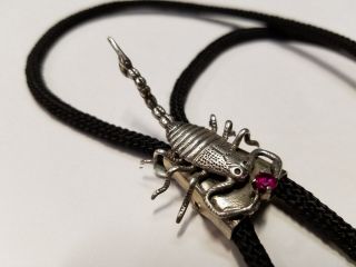 Vintage Bolo Tie Sterling Silver Scorpion With Stone Handmade Item