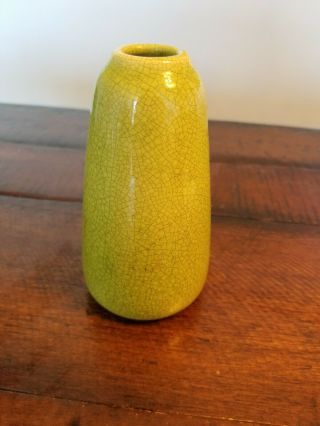 Vintage Robertson Hollywood Pottery Vase - Art Deco - crackle glaze green small 5
