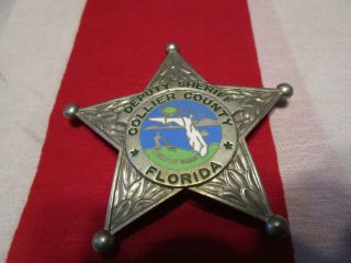 Vintage Obsolete Collier County Deputy Sheriff 5 Point Star Badge Florida