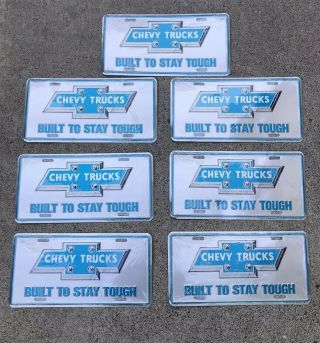 7 Vintage Chevy Trucks " Built To Stay Tough " C10 License Plate Rare