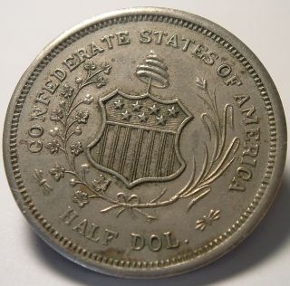 Vintage Restrike Medal / Coin / Token Circa 1940s Confederate Half Dollar Fine
