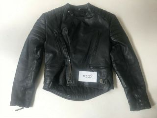 Milwaukee Iron Mens Vintage Leather Motorbike Jacket In Black Label 48 (mc29)