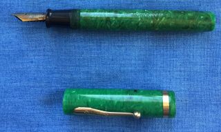 Vtg Sheaffer ' s Fountain Pen Large Lever Fill Jade Green White Dot Flat Top 4