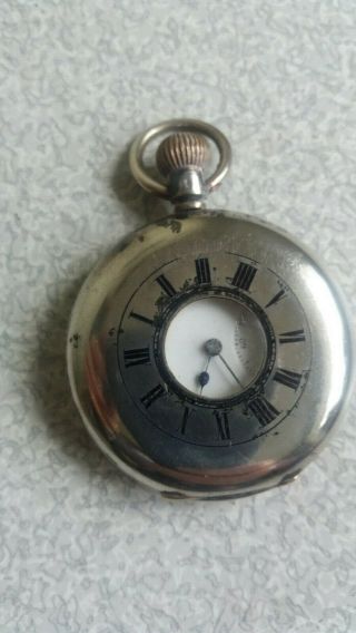 Antique Victorian Sterling Silver - 935 - Half Hunter Pocket Watch - J W Benson -