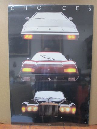 Vintage Poster Choices Rolls Royce Ferrari 1984 Car Garage Inv G547