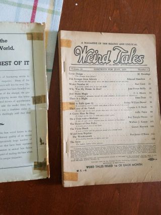 3 Vintage Weird Tales Pulp Sci Fi Fantasy Horror Magazines 1935 July,  Sept & Dec 3