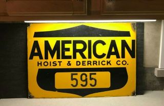 American Hoist & Derrick Co.  Vintage Porcelain Advertising Sign 1930 