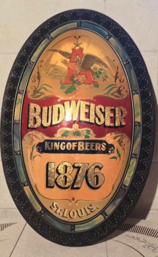 Vintage Budweiser King Of Beers 1876 St.  Louis Sign 31.  5 " Tall Rare