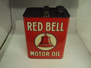 Vintage Advertising Two Gallon Red Bell Service Station Oil Can 457 - Q