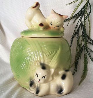 Vintage American Bisque Usa Cookie Jar " Figaro " Cat On Yarn Ball