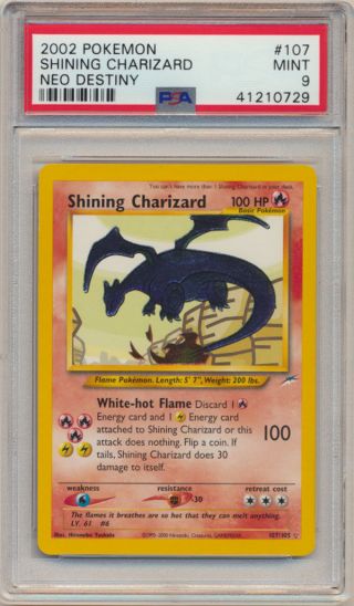 Psa 9 Pokemon Neo Destiny Unlimited Holo Rare Shining Charizard 107/105
