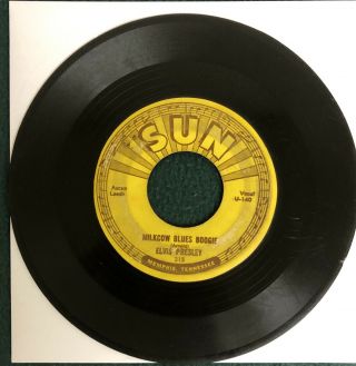 Rare Press Elvis Presley No Credits 45 Sun 215 No Scotty & Bill Milkcow Blues