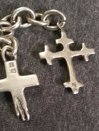 ROBERT LEE MORRIS Vintage Sterling Silver Cross Charm Bracelet Custom Made c1998 3