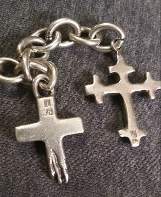 ROBERT LEE MORRIS Vintage Sterling Silver Cross Charm Bracelet Custom Made c1998 4