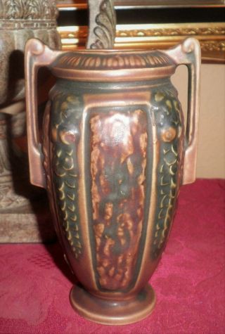 Vintage Roseville Art Pottery Florentine Design Double Handled Vase Circa 1924