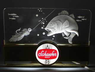 Rare Vintage Schaefer Beer Advertising Bar Night Light Fly Fishing,  Man Cave