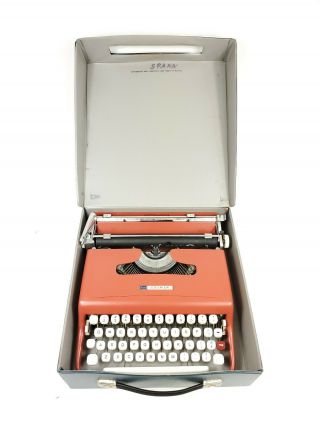 Vintage Sears Courier Typewriter With Case Red Salmon Olivetti Lettera 22