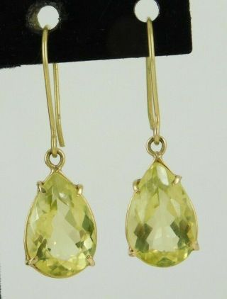 Vintage 14k Yellow Gold Citrine Drop / Dangle Earrings