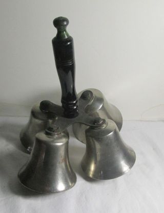 Vintage Catholic Church Altar Quadruple Sacristy Bells Nickel Plated