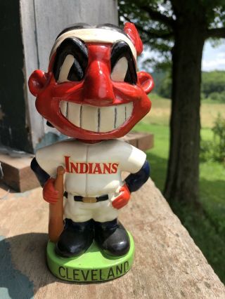 RARE VINTAGE 1960s CLEVELAND INDIANS MASCOT BOBBLE HEAD MLB BASEBALL Chief Wahoo 3