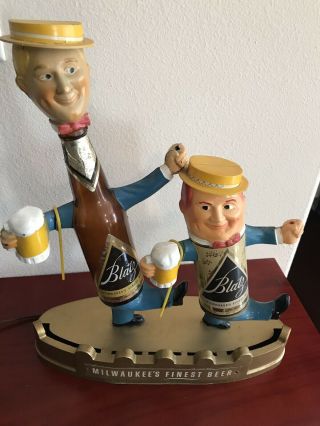 Vintage Blatz Dancing Beer Bottle & Can Lit Sign