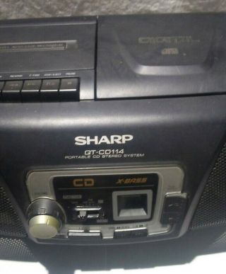 VINTAGE SHARP QT - CD114 PORTABLE AM/FM STEREO CD CASSETTE PLAYER RECORDER BOOMBOX 3