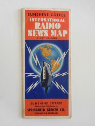 International Radio News Map Wwii 1941 Us Military Sunshine Coffee Springfield