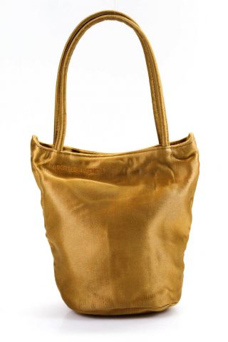 Bottega Veneta Womens Vintage Mini Tote Handbag Gold Satin