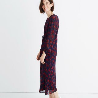 Madewell X No.  6 Rosette Nightfall Silk Magical Dress In Vintage Rose Navy Size 8