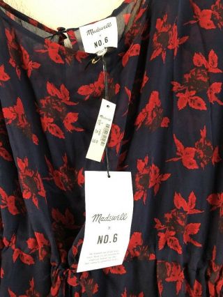 Madewell X No.  6 Rosette Nightfall Silk Magical Dress In Vintage Rose Navy Size 8 5