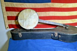 Vintage 4 String Tenor Banjo Slingerland For Repair Project W/case