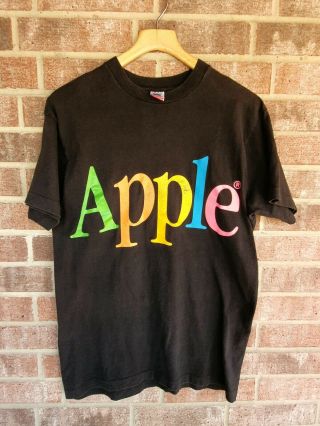 Vintage Apple Mac Computer Shirt Rainbow Large