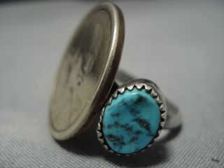COLOSSAL VINTAGE NAVAJO TURQUOISE STERLING SILVER NATIVE AMERICAN RING 5