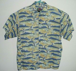 Vintage Patagonia Pataloha Hawaiian Aloha Fish Mens Button Shirt Size L Mahi