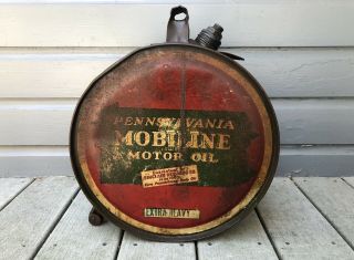 Vintage Sinclair Gas Oil Advertising Pennsylvania Mobiline Motor Oil Rocker Can