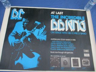 Vintage Concert Poster Bb King Australian Tour 1974 91cm X 64cm