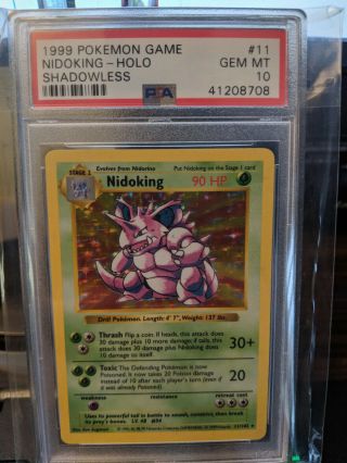Psa 10 Shadowless Nidoking Holo Rare 11/102 Wotc Pokemon Gem