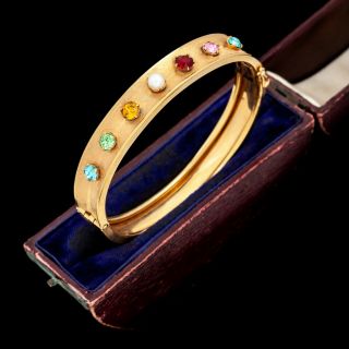 Antique Vintage Deco 12k Gold Filled Gf Carl Art Pearl Wedding Bangle Bracelet