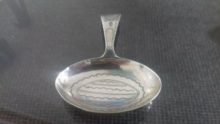 Early Rare Shaped Georgian 1799 Caddy Spoon Wiggle Pattern.  Bright Cut.